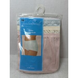 NOS 3 Pk Vtg Sears Size 10 Fundamentals Nylon Briefs Panties Granny Pastels
